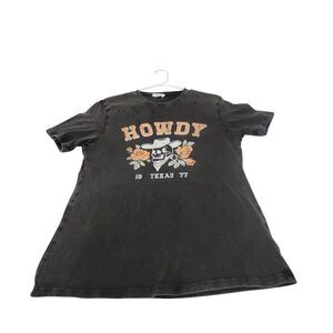 Howdy Texas Tee womens Size Small‎ Cowboy T Shirt Short Sleeve Top Distressed